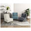 Fauteuil à oreilles moderne en chenille bleu moderne avec pieds en métal doré et dossier cousu à losanges-134541545