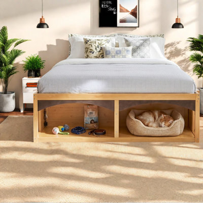 Très grand lit avec tiroirs de rangement, plateforme en bois aggloméré massif, chambre à coucher pour maison moderne