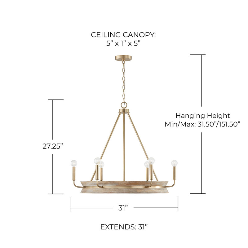 Willa Arlo Tisbury 6-Light Wagon Wheel Chandelier
