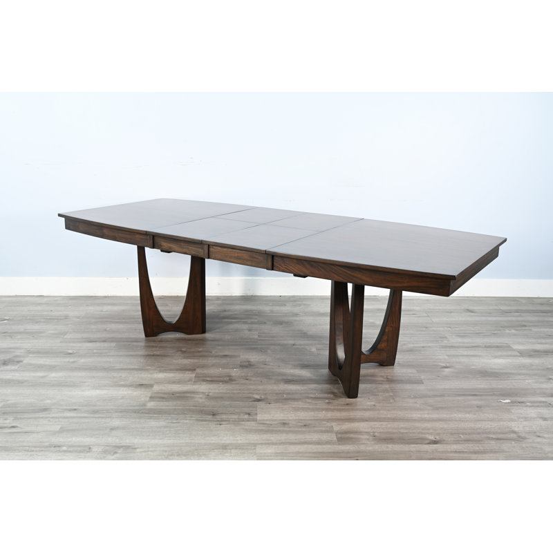 Teleshia Extendable Mahogany Solid Wood Base Dining Table, Dark Brown