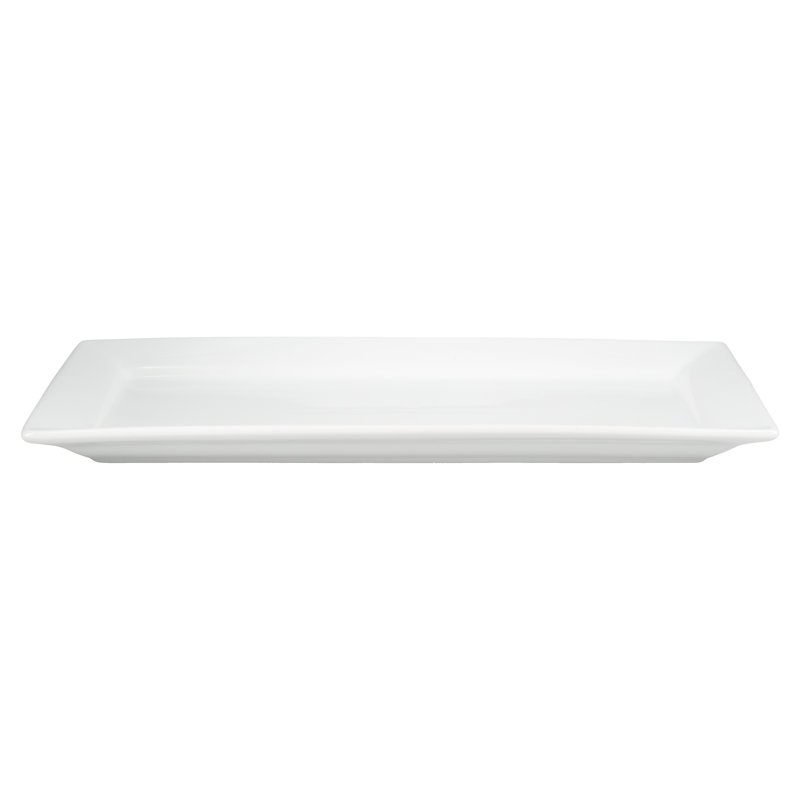 White Ceramic Rectangular Serving Platter, 14 Inches