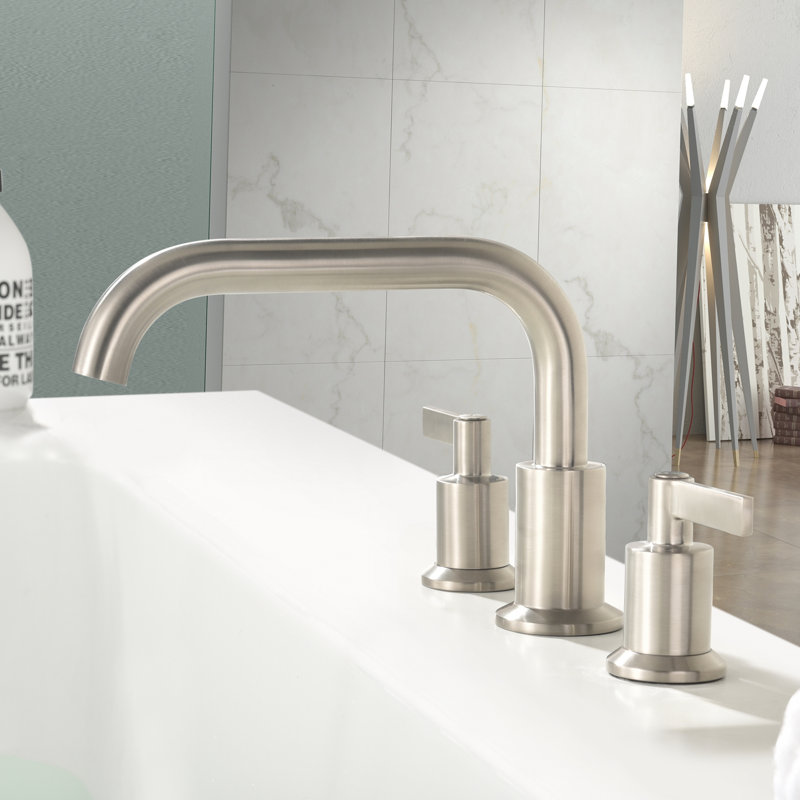 Kree Collection Two-Handle Deck-Mount 7.9 gpm Roman Tub Faucet with Rough-In Valve - Brushed Nickel, Brushed Nickel