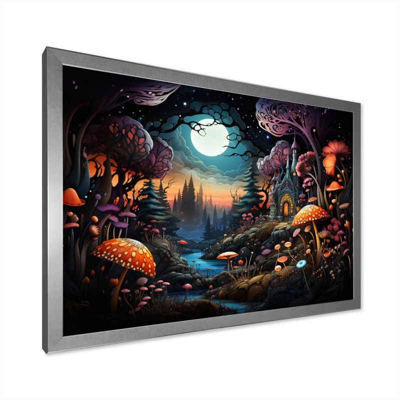 «Madisynn Bohemian Enchanted Forest Tapisserie II», reproduction sur toile, H 24 po x l 32 po x P 1 po, Cadre simple argenté