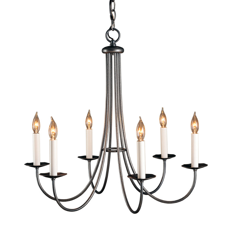 Simple Sweep 6-Light Candle Style Classic/Traditional Chandelier, Natural lron