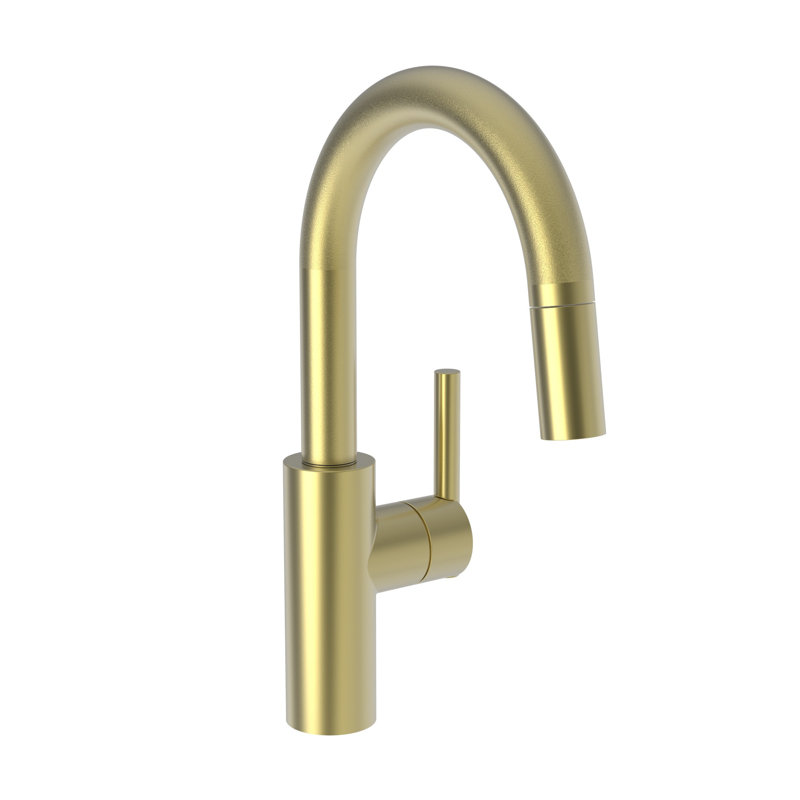 East Linear Single Handle Pull Down Bar Faucet, Satin Brass (PVD)