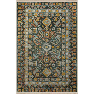 Yellow Green Themed Multicolored Traditional Motif Floral Patterned Vintage Decorative Carpet