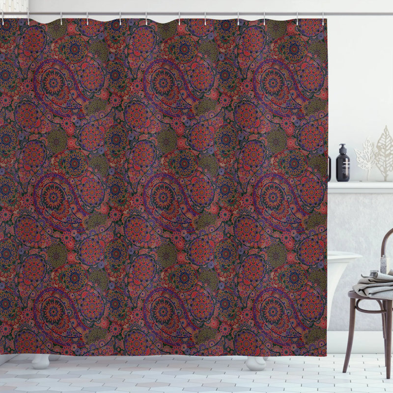 Paisley Shower Curtain with Hooks Included, 69" W x 75" L