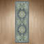 Roehit Oriental Performance Navy / Sage 2' x 6' Runner Rug, Machine Washable-1386505536