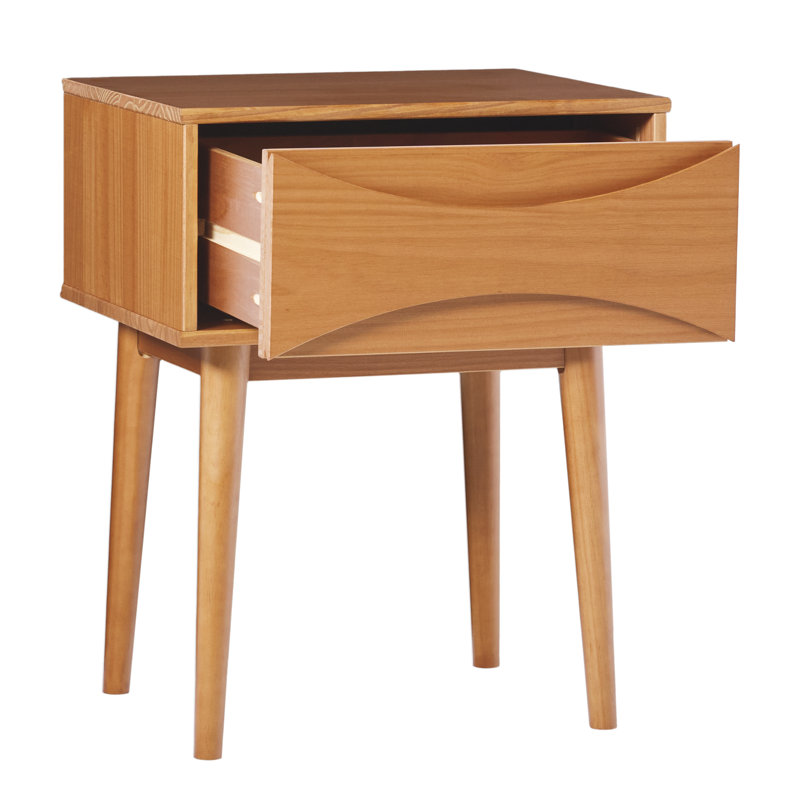 Chastina 1-Drawer Solid Wood Nightstands, Caramel
