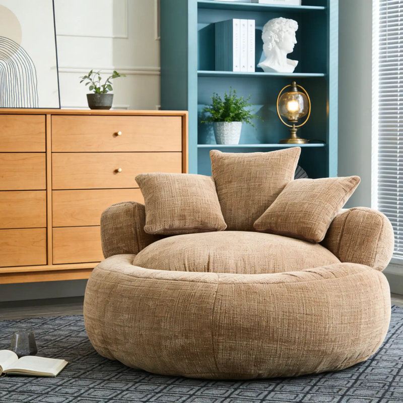 Corduroy Lazy Sofa Bean Bag – Compressed Pack Floor Leisure Chair, Coffee