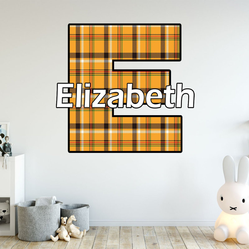 Décalcomanie murale nom personnalisé pour chambre lumberjack, H 24 po x l 24 po, Orange