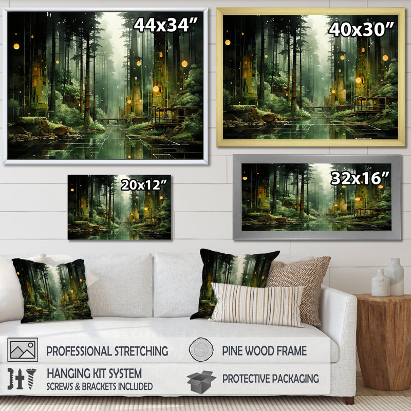 «Green Echos Of Wilderness - Factories Large», art mural, Toile tendue, H 24 po x l 32 po