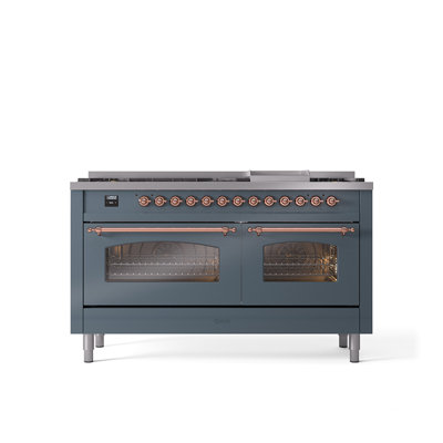 ILVE Nostalgie II 60 Dual Fuel Range, 9 Burners, Griddle