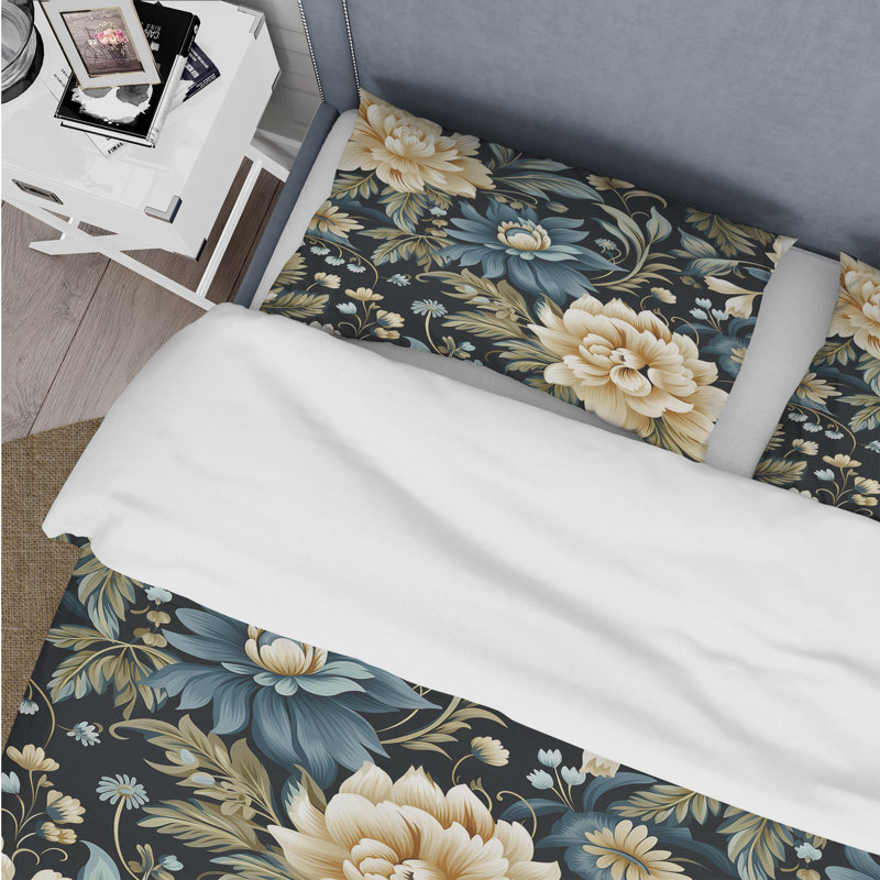 Ensemble de housse de couette Tribal Green Damask Accents I, Housse de couette simple + 1 taie décorative stan