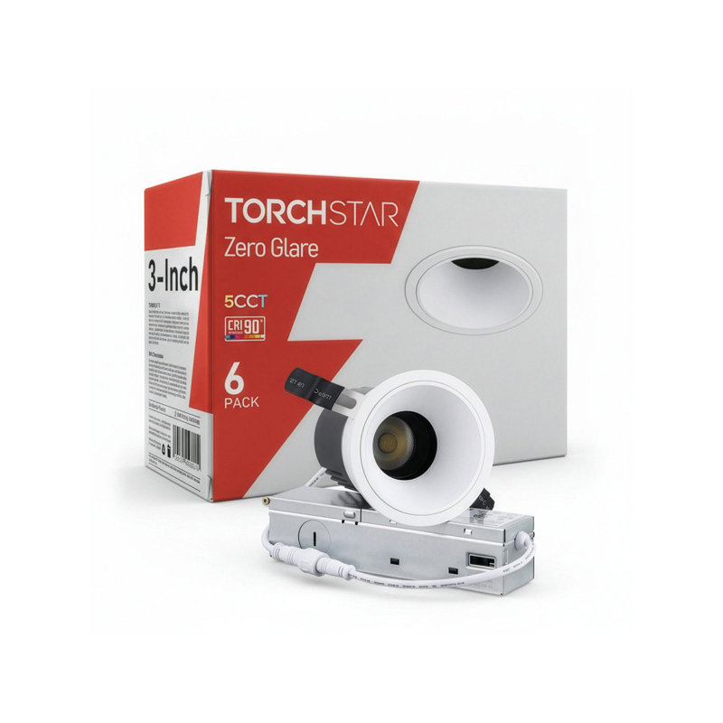 Spots encastrés à DEL antiéblouissement de 4 po 5 CCT avec boîte de jonction, plafonnier à DEL encastré profond à cardan, cadre ultramince