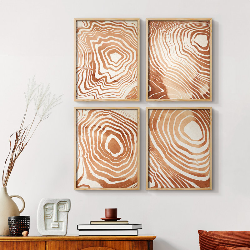 «Wood Grain Suminagashi I», ensemble de 4, H 28 po x l 22 po, Noir