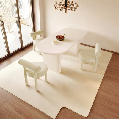 Free Form Ivory White Solid Wood Dining Table