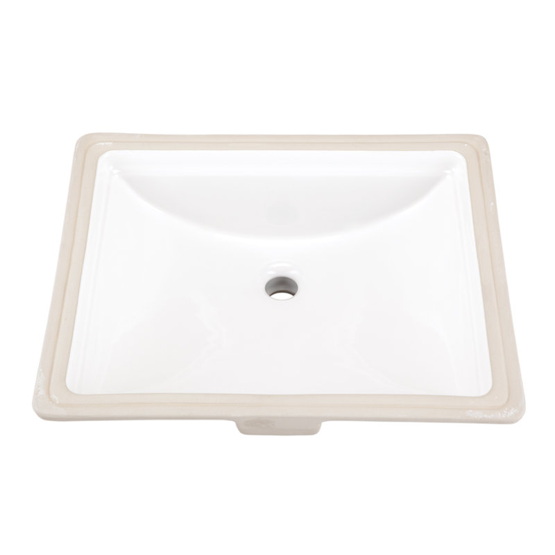 Lavabo de salle de bain rectangulaire encastré en porcelaine vitreuse avec trop-plein Logan