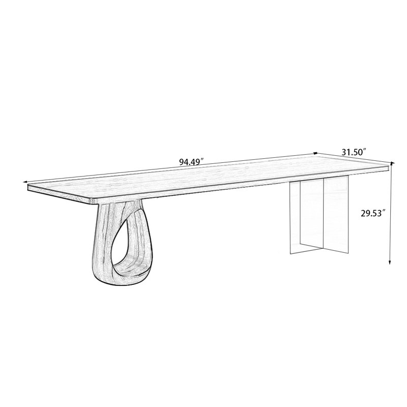 Black Rectangular Solid Wood Dining Table, 29.53"H x 94.49"L x 31.5"W