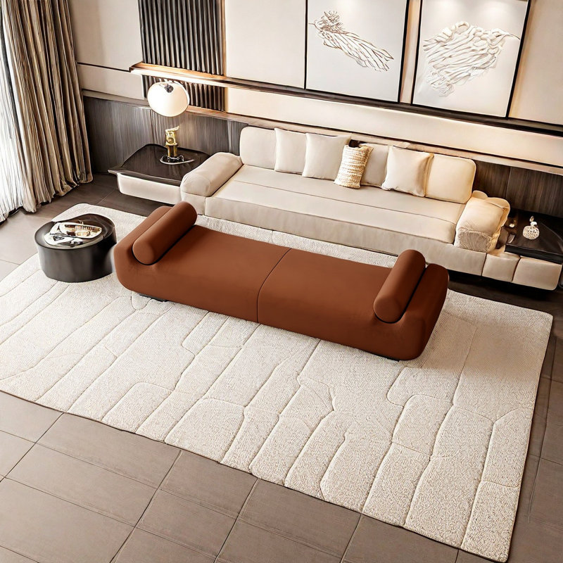 Banc rembourré en tissu Stylish, H 23,62 po x l 70,86 po x P 23,62 po, Orange