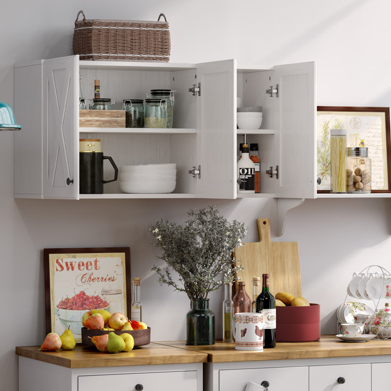 35" Kitchen Wall Cabinet 3 Doors, White