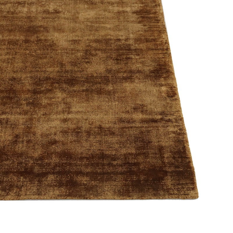 Hand-Loomed Lux Silk Copper Area Rug, Rectangle 5' x 8'