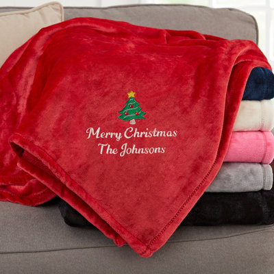 Couverture en molleton rouge brodé 50X60 Christmas