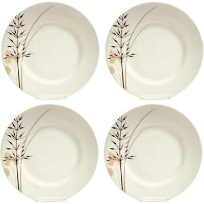 Victoria Bella 10.75" Bone Сhina Set of 4 Plate with décor Dinner Plate with Plant Design
