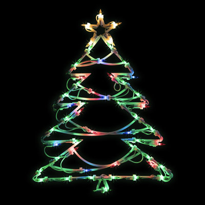 18" Lighted Tree Christmas Window Silhouette Decoration