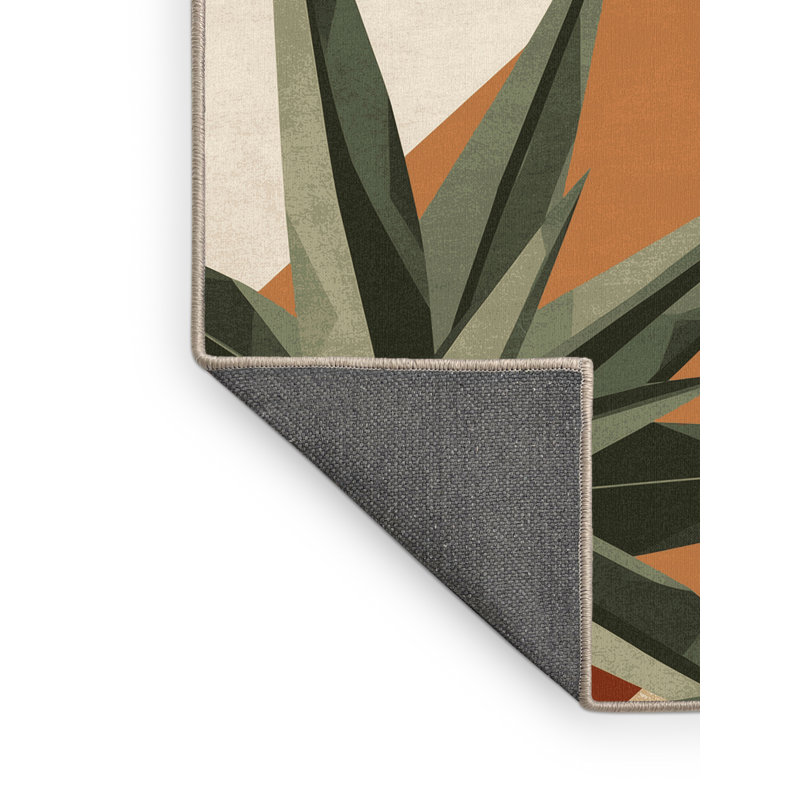 Tapis à motif géométrique doux et moelleux en aloès brun et beige Durso, Rond 3 pi