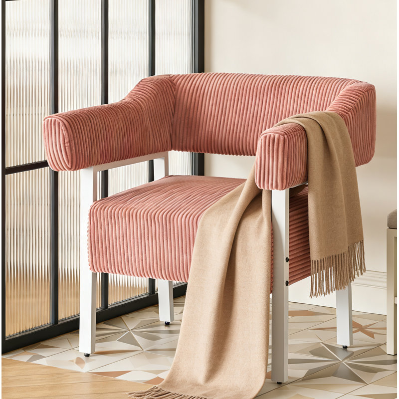 Modern Modern Metal Frame Accent Chair Armchair For Living Room,Bedroom, Pink, White