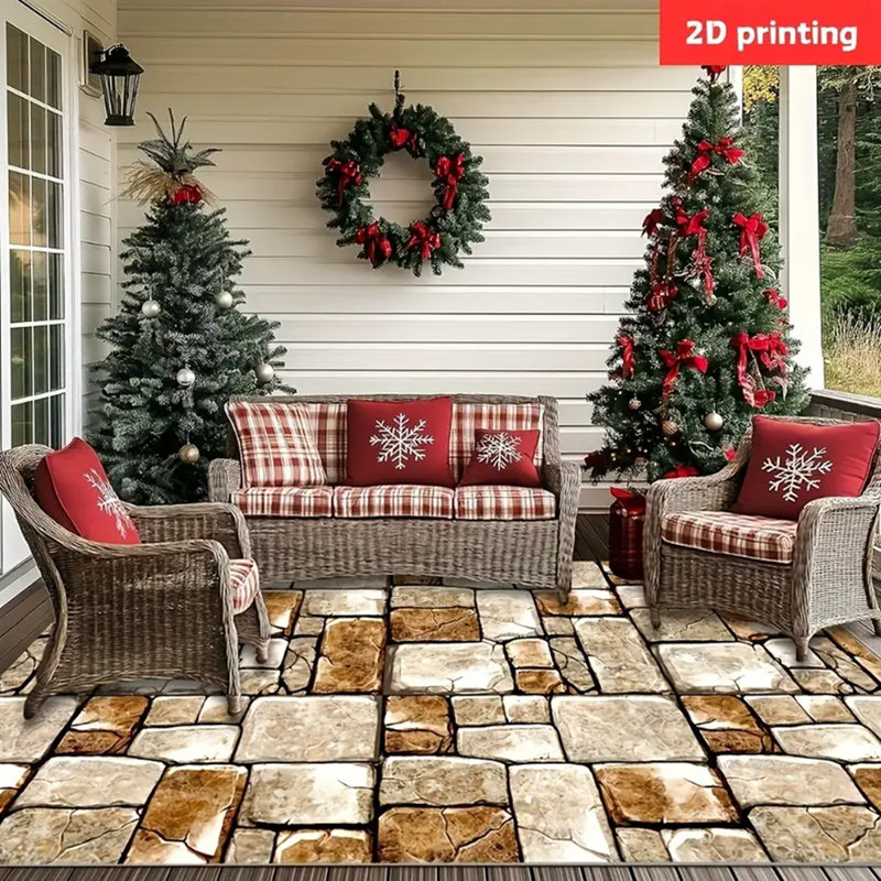 Marble-Inspired Indoor/Outdoor Area Rug with Non-Slip Rubber Backing, Machine Washable Polyester Carpet, 47x71 inch