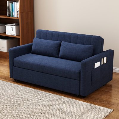 Lateresa 54'' Small Loveseat Pull-Out Sofa Bed - Adjustable Backrest With 2 Soft Pillows