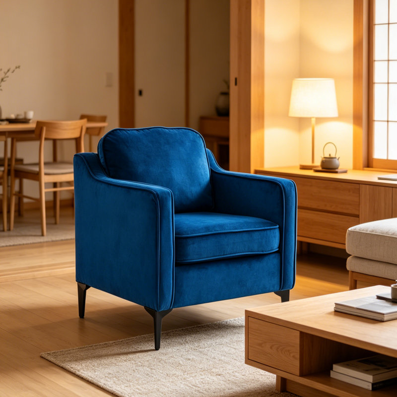 Modern Single Armchair, Blue