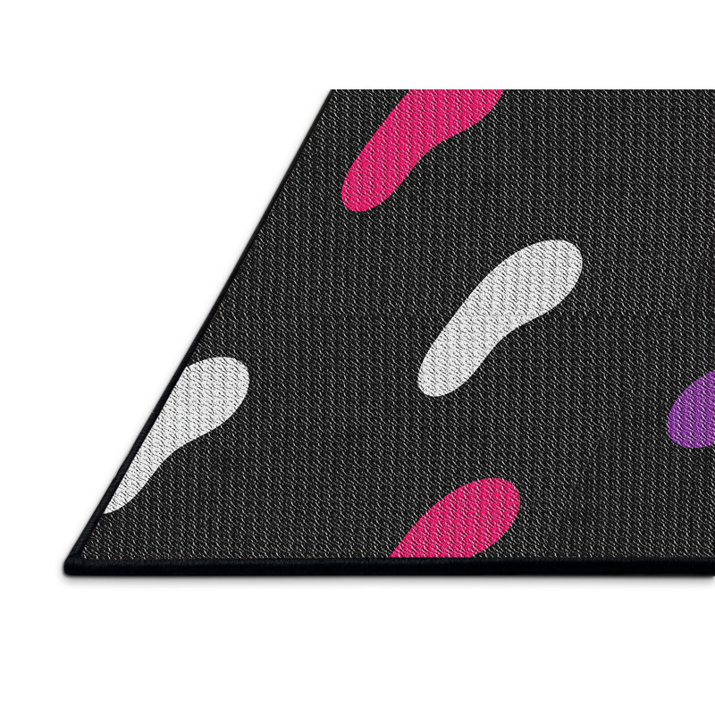 Tapis noir tissé à la machine, Rectangle 5 pi x 8 pi