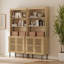 Bibliothèque de style Mid-Century 72,8 "à 5 niveaux avec rangement et 4 portes pour le salon, la chambre à coucher et le bureau personnel-795137683