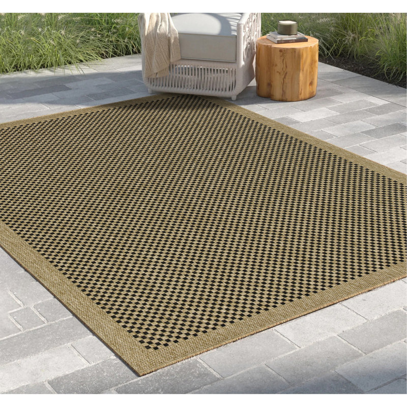 Jute / noir 7 pi. 10 po X 10 pi 3 po Tapis intérieur / extérieur, Rectangle 7 pi 10 po x 10 pi 3 po