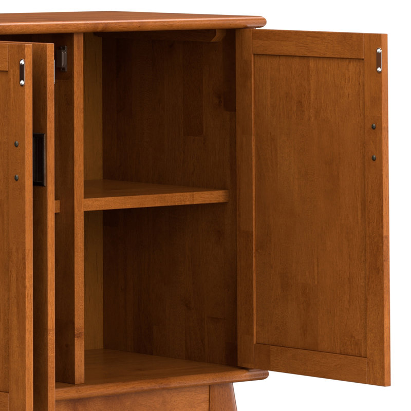 Teak Brown Mid Century Solid Hardwood 4 Door Sideboard Buffet