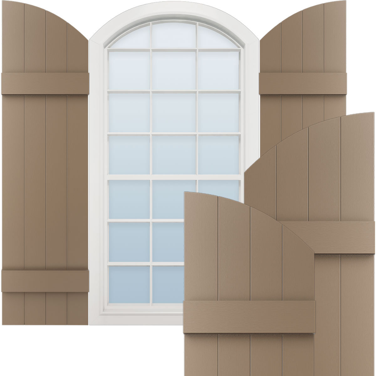 Ekena Millwork Lifetime Vinyl, Standard Four Board Joined w/ Archtop