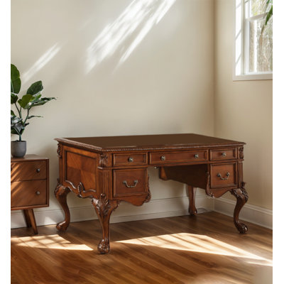 Bureau d'ordinateur en bois massif American Retro