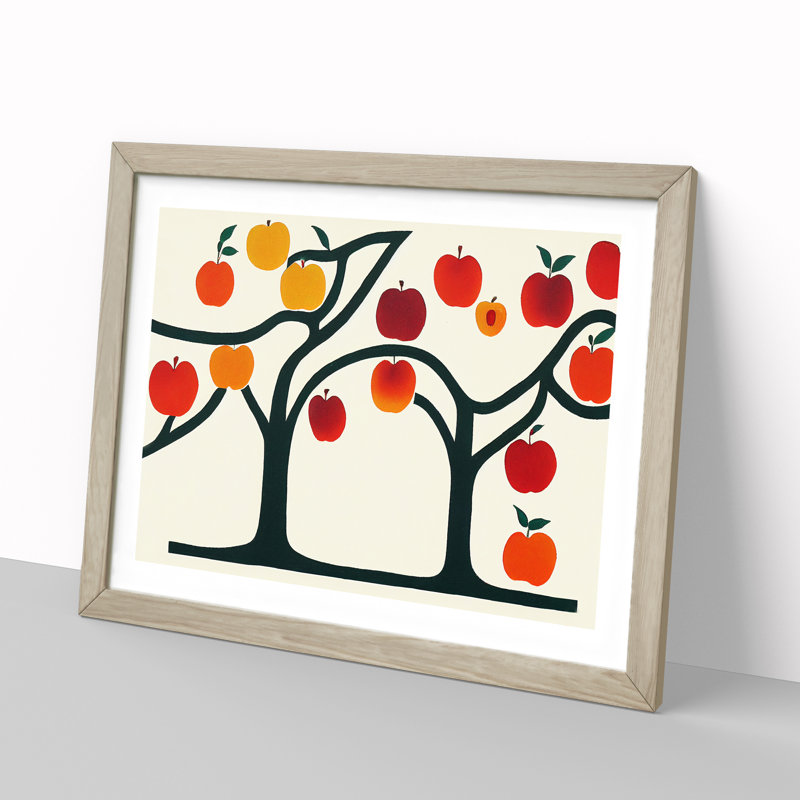 Abstract Apple Tree - Single Picture Frame Painting, 34cm H x 46cm W x 2cm D, Oak