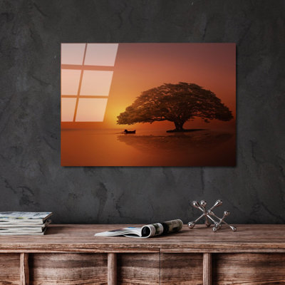 Élégante peinture décorative en verre trempé de 19,7 po x 27,6 po | 100% verre trempé, épaisseur: 0,16 pouce | Parfait pour la décoration intérieure, le salon et le bureau | Superbe œuvre d'art avec une esthétique moderne