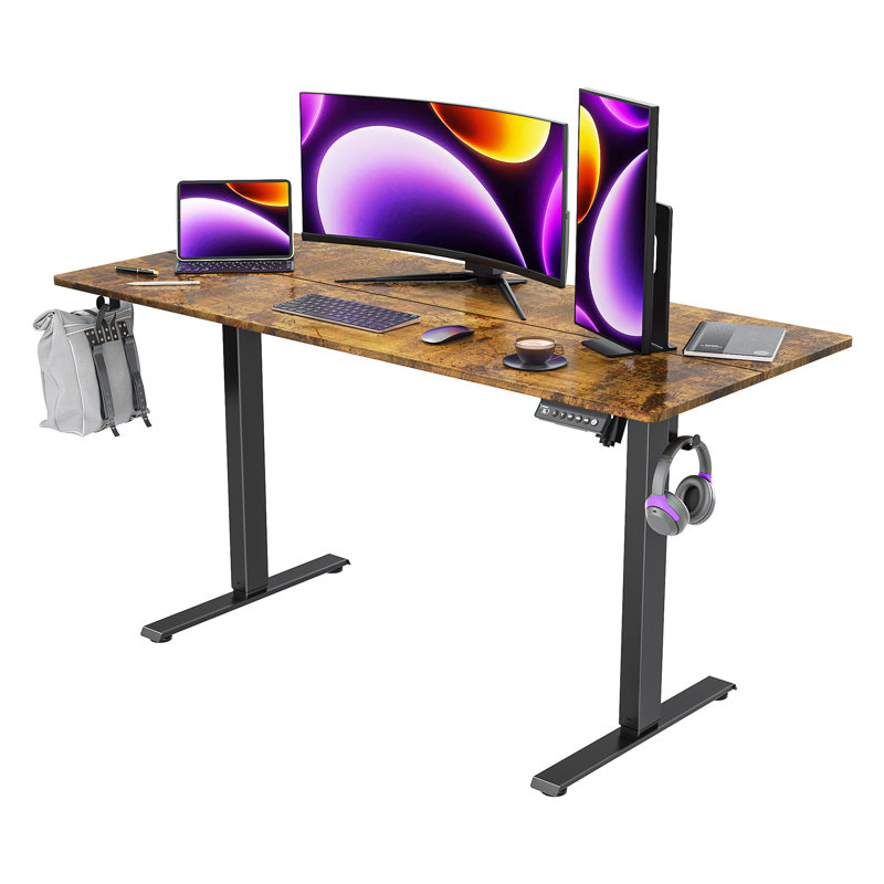 Bureau debout pour bureau à hauteur réglable, Brun / Noir, L 55 po x P 24 po