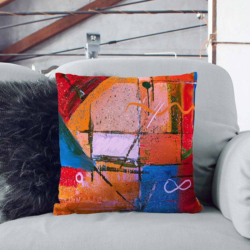 Abstract Square Cushion, 55 x 55 cm, Black