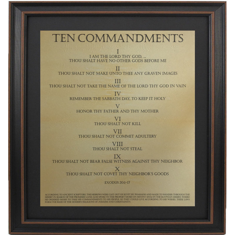 Les dix commandements | Reproduction d'art textuel encadrée sur parchemin antique