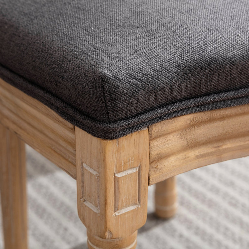 2 chaises de salle à manger, revêtement en lin gris avec dossier, fabrication en bois massif, coussin en mousse, capacité de poids de 300 lb supportée 2 et robustesse, rembourrage, charge maximale de 300 livres