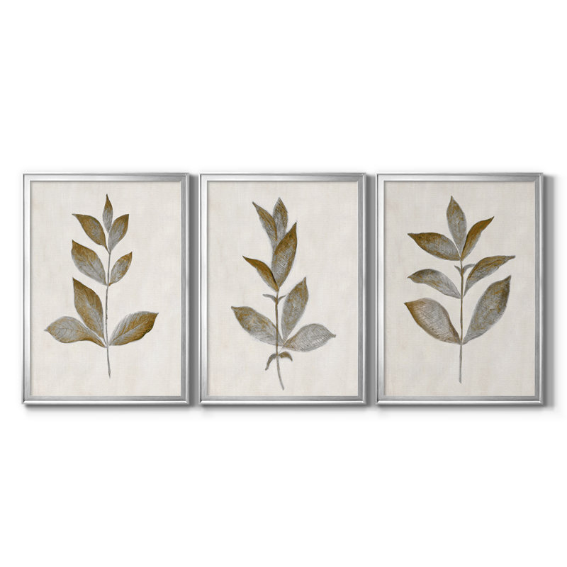 Bronze Bronze I - Toile tendue avec châssis sur mesure - 3 pièces, H 15 po x l 19 po, Argent argent