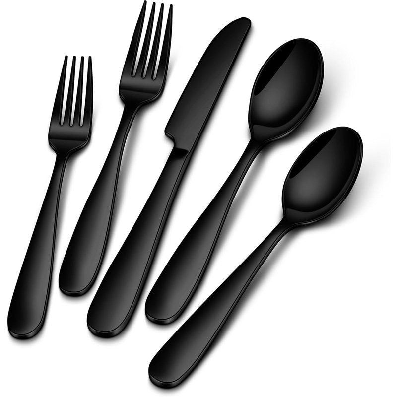 Ensemble de couverts 30 pièces en acier inoxydable pour 6 personnes, couverts argentés polis miroir, couverts de qualité alimentaire pour la maison, le restaurant et l'hôtel, vaisselle allant au lave-vaisselle