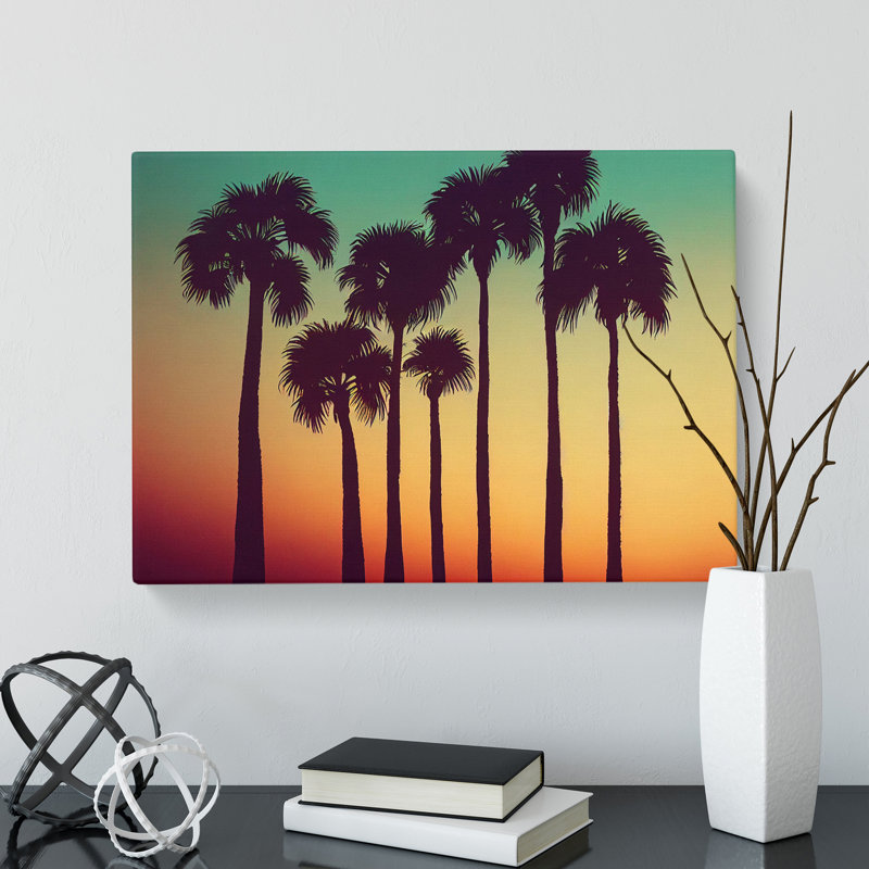 Sparkling Palm Trees - Wrapped Canvas, 35cm H x 50cm W x 3cm D
