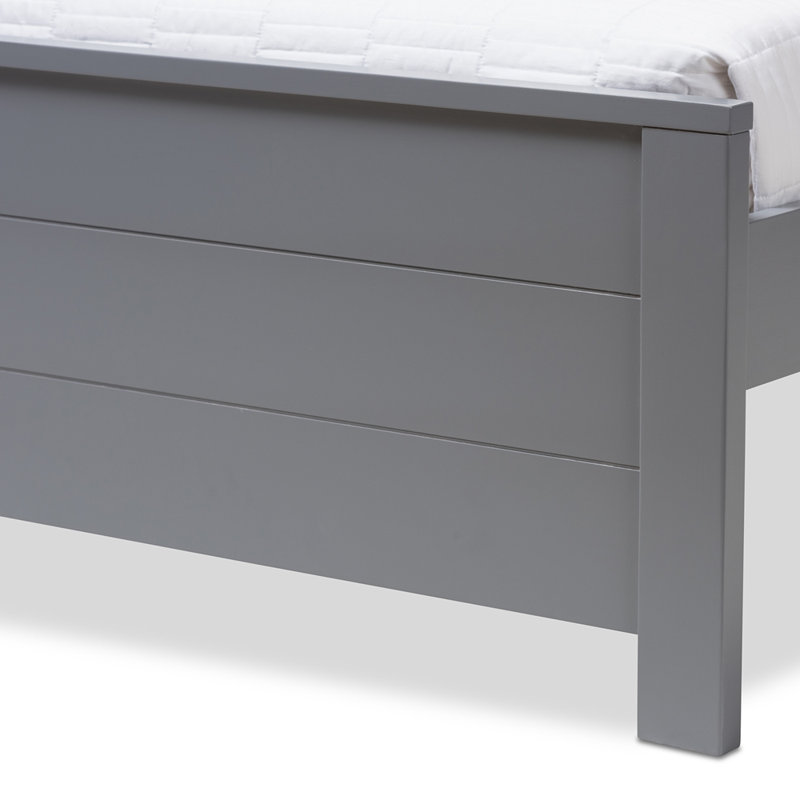 Lit plateforme en bois massif Louisville, Simple, Gris